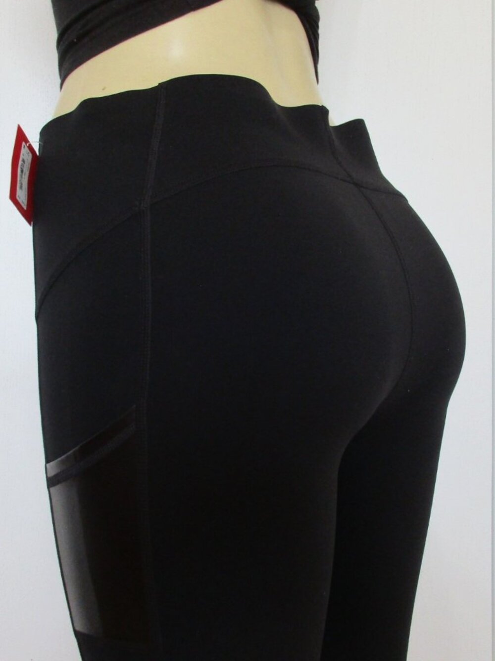 New SPANX Leggings Size Large Black Gloss Panel with Pockets